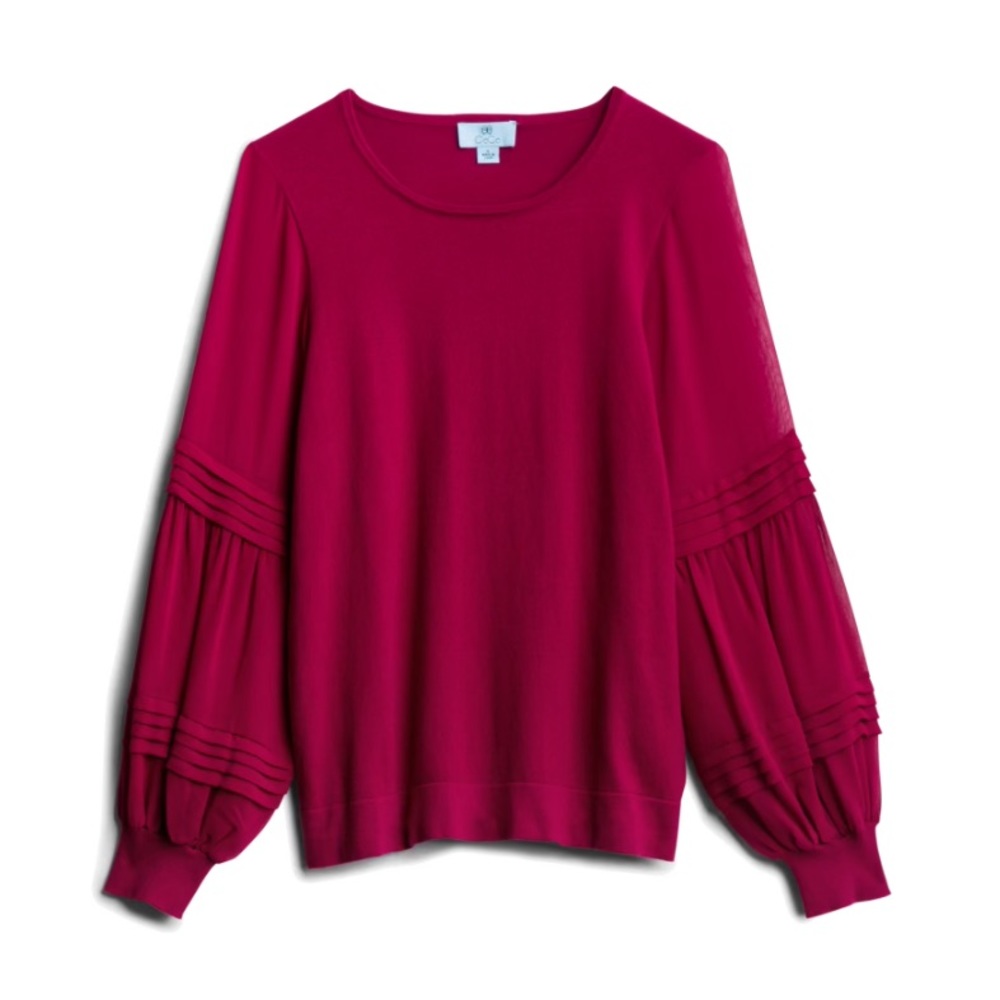 CECE Sandy Balloon Sleeve Pullover Burgundy M